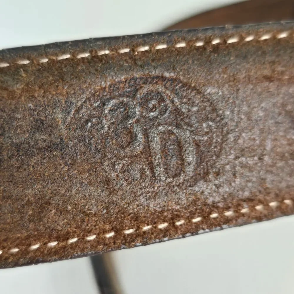 3D Belt Men's 42 Brown Genuine Leather Silver Tone Tooled Buckle Western Cowboy